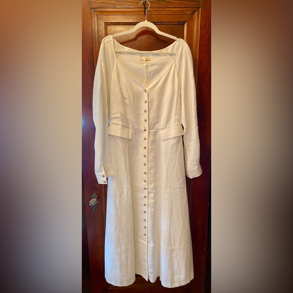Mara Hoffman Silvana Cream White Long Sleeve Dress